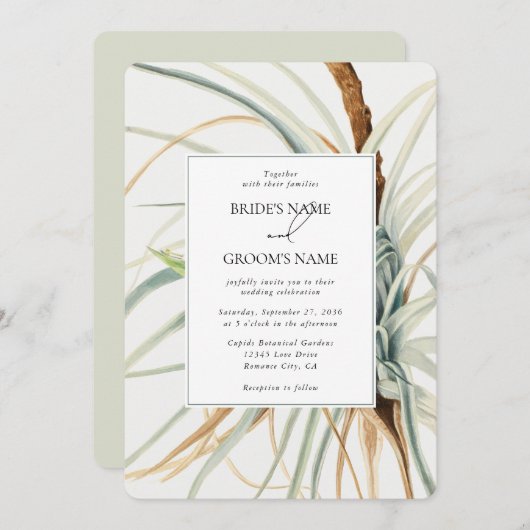 Waterverf rustieke neutraal boho botanische bruilo kaart (Voorkant / Achterkant)