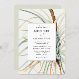 Waterverf rustieke neutraal boho botanische bruilo kaart