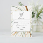 Waterverf rustieke neutraal boho botanische bruilo RSVP kaartje (Staand voorkant)