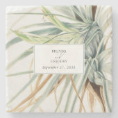 Waterverf rustieke neutraal boho botanische bruilo stenen onderzetter (Voorkant)