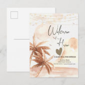 Waterverf rustieke palmen aankondigingskaart (Voorkant / Achterkant)