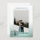 Waterverf Rustieke Pijnspar Bomen FOTO Bruiloft Save The Date (Voorkant / Achterkant)