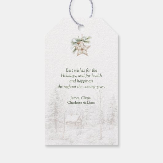 Waterverf rustieke potkerstboom cadeaulabel (Achterkant)