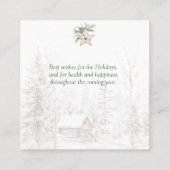 Waterverf rustieke potkerstboom vierkante visitekaartje (Achterkant)