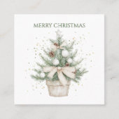 Waterverf rustieke potkerstboom vierkante visitekaartje (Voorkant)