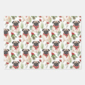 Waterverf rustieke pug kerst inpakpapier vel (Voorkant 3)