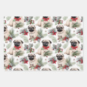 Waterverf rustieke pug kerst inpakpapier vel (Voorkant 2)