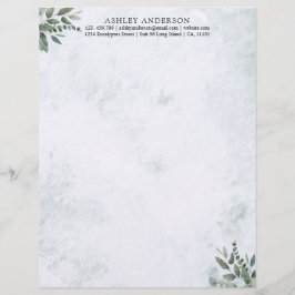 Waterverf rustieke salie groen bladeren briefhoofd