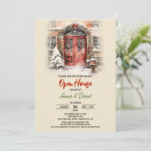 Waterverf Rustieke Sneeuwkerst Open Huis Kaart (Staand voorkant)