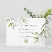 Waterverf Rustieke Stofige Saliebladkleur Save the Kaart (Staand voorkant)