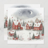 Waterverf rustieke traditionele kersthuizen feestdagenkaart (Voorkant / Achterkant)