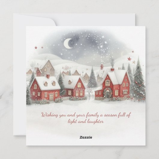 Waterverf rustieke traditionele kersthuizen feestdagenkaart (Achterkant)
