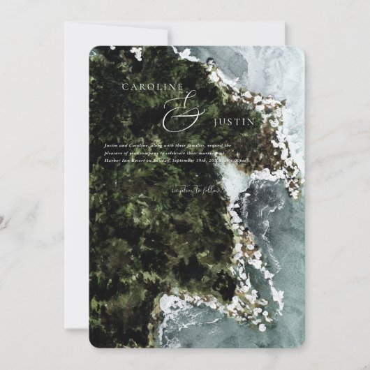 Waterverf rustieke westkust bruiloft kaart (Voorkant)