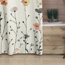 Waterverf rustieke wilde bloemen bloemenelegant douchegordijn