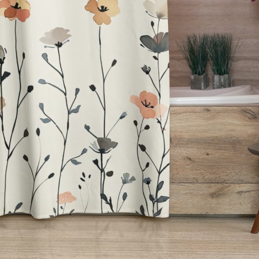 Waterverf rustieke wilde bloemen bloemenelegant douchegordijn