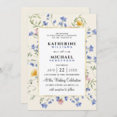 waterverf Rustieke wilde bloemen weide Folie bruil Kaart (Voorkant / Achterkant)