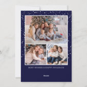 Waterverf rustieke winter 3 foto Vrolijk kerstfees Feestdagenkaart (Achterkant)