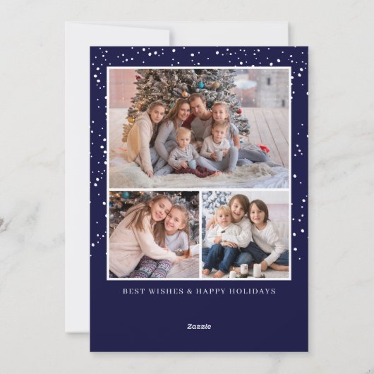 Waterverf rustieke winter 3 foto Vrolijk kerstfees Feestdagenkaart (Achterkant)