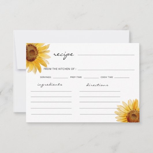 Waterverf Rustieke zonnebloem minimalistische rece (Voorkant)