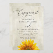 Waterverf rustieke zonnebloem verlovingsfeest kaart (Voorkant / Achterkant)