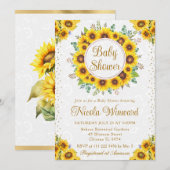 Waterverf Rustieke Zonnebloemen Krans Baby shower Kaart (Voorkant / Achterkant)