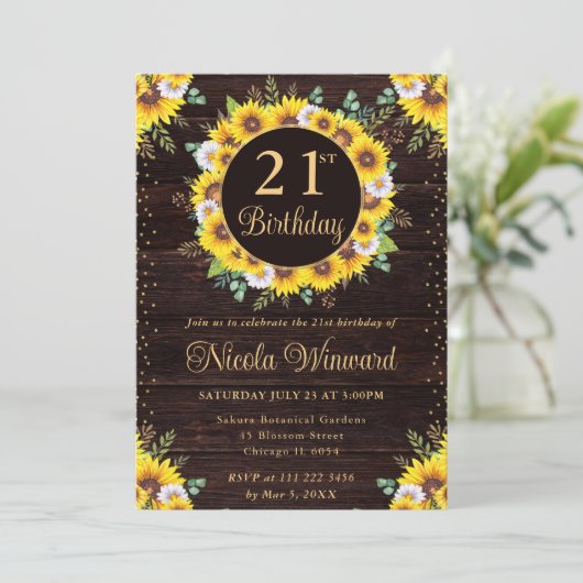 Waterverf rustieke zonnebloemen krans verjaardag kaart (Staand voorkant)