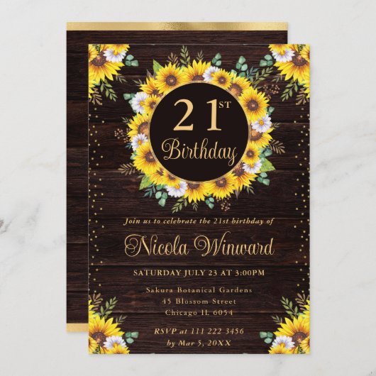 Waterverf rustieke zonnebloemen krans verjaardag kaart (Voorkant / Achterkant)