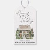 Waterverf Rustige Feestdagen voor kerstmis Cadeaulabel (Voorkant)