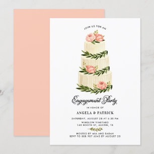 Waterverf Rustige, gelaagde-cake Engagement Party Kaart