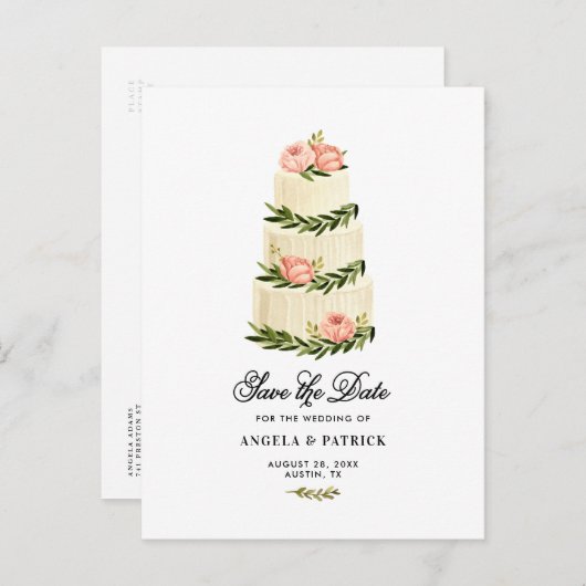 Waterverf Rustige, gelaagde sluiting slaat de datu Aankondigingskaart (Voorkant / Achterkant)