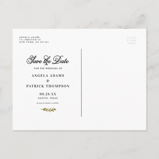 Waterverf Rustige, gelaagde sluiting slaat de datu Aankondigingskaart (Achterkant)