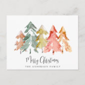 Waterverf Rustige kerstbomen Feestdagenkaart (Voorkant)