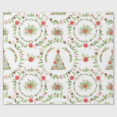 Waterverf Rustige kerstboom Cadeaupapier (Vlak)