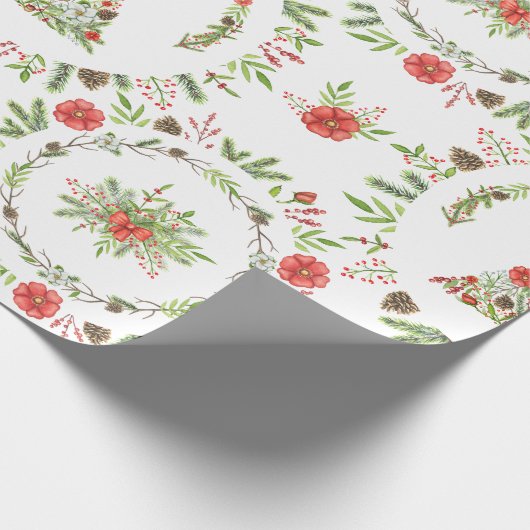 Waterverf Rustige kerstboom Cadeaupapier (Hoek)