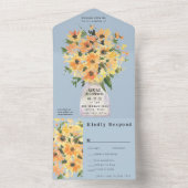 Waterverf Rustige zonnebloem Bouquet All In One Uitnodiging (Binnen)