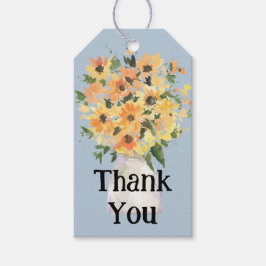 Waterverf Rustige zonnebloem Bouquet Cadeaulabel