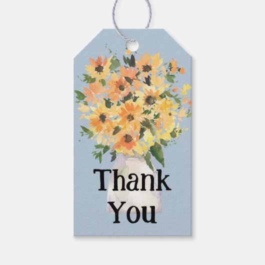 Waterverf Rustige zonnebloem Bouquet Cadeaulabel (Voorkant)