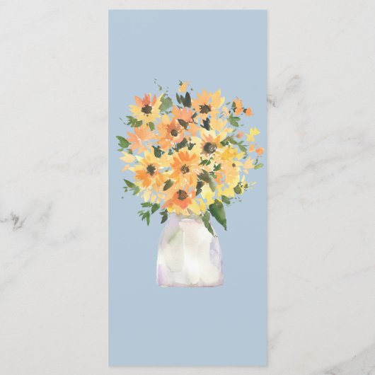 Waterverf Rustige zonnebloem Bouquet Menu (Achterkant)