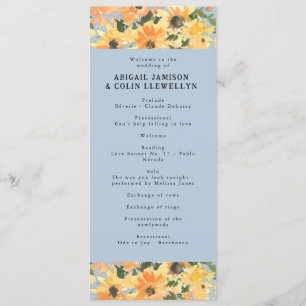 Waterverf Rustige zonnebloem Bouquet Programmakaart