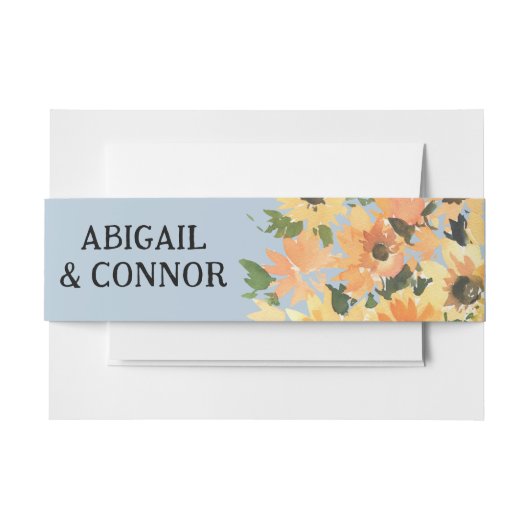 Waterverf Rustige zonnebloem Bouquet Uitnodigingen Wikkel (Voorkant Voorbeeld)