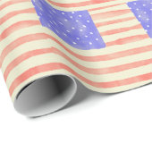 Waterverf Rustisch Amerikaans vlagpatroon Cadeaupapier (Rol Hoek)