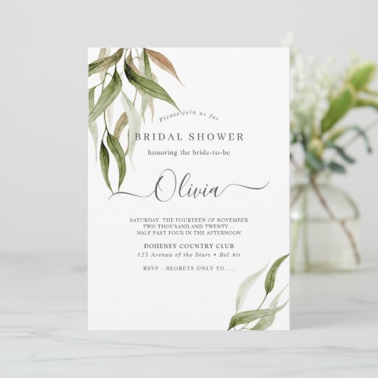 Waterverf Rustisch Eucalyptus Vrijgezellenfeest Kaart (Staand voorkant)