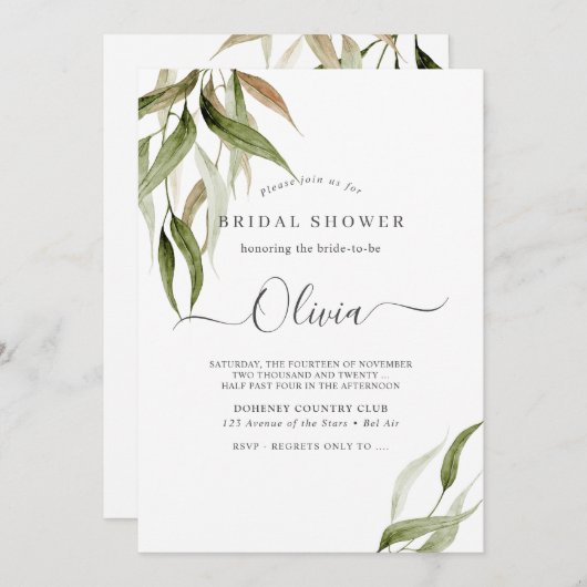 Waterverf Rustisch Eucalyptus Vrijgezellenfeest Kaart (Voorkant / Achterkant)