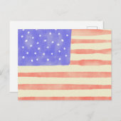 Waterverf Rustische Amerikaanse vlag Briefkaart (Voorkant / Achterkant)