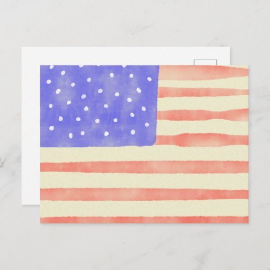 Waterverf Rustische Amerikaanse vlag Briefkaart (Voorkant / Achterkant)