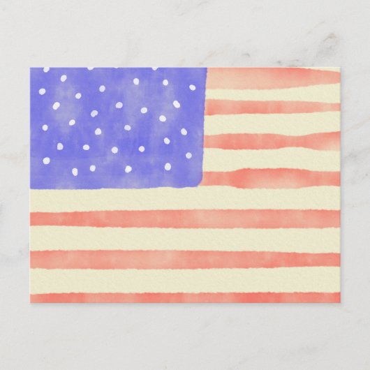 Waterverf Rustische Amerikaanse vlag Briefkaart (Voorkant)