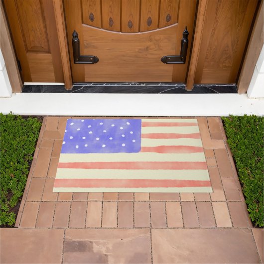 Waterverf Rustische Amerikaanse vlag Deurmat (Buiten)