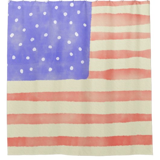 Waterverf Rustische Amerikaanse vlag Douchegordijn (Voorkant)