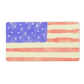 Waterverf Rustische Amerikaanse vlag Etiket (Voorkant)