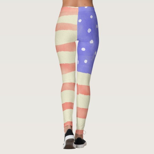 Waterverf Rustische Amerikaanse vlag Leggings (Achterkant)